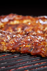Pork Ribs on Barbecue Grill