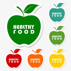 Healthy food design, Healthy food apple stickers set