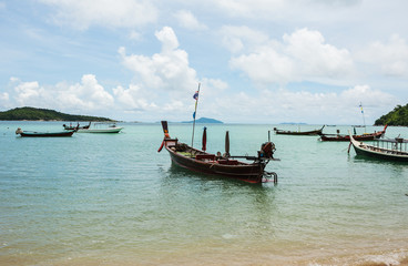 Seascape colorful with fishing boat, Phuket thailand