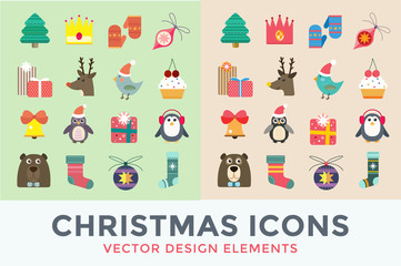 Fototapeta na wymiar Christmas vector icons set