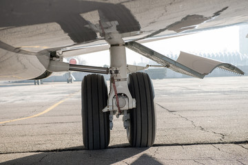 Сhassis of business jet airplane.