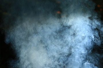 texture of the smoke on a black background