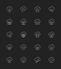 Cloud Computing icons, Thin line - Vector Illustration