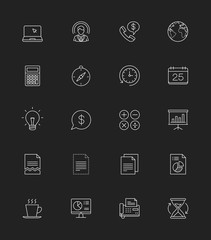 Business & Office icons set 2, Thin line - Vector Illustration