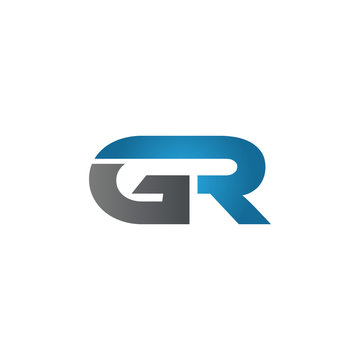 GR company linked letter logo blue
