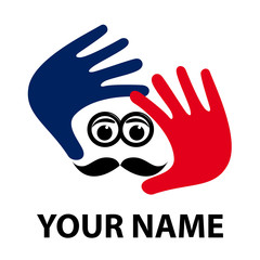 Vector sign look image, photographer with mustache