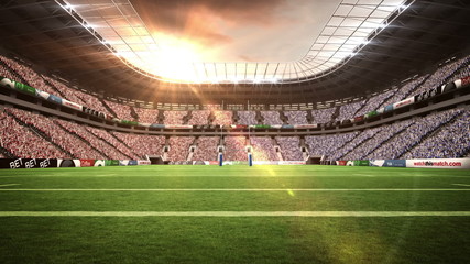 View of a rugby stadium with sunny weather