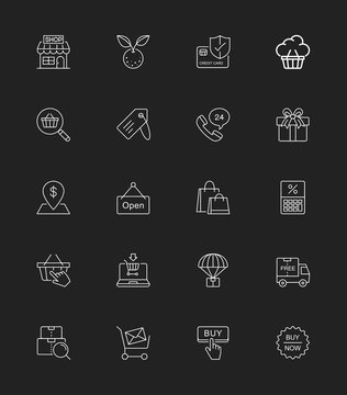 Shopping icons, Thin line - Vector Illustration