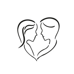 Woman and man, vector symbol in simple lines