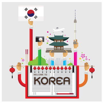 vector welcome korea Seoul lamp cozy arm and hand