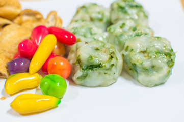 Freshly baked Guichai, chinese dumpling made from flour and vegetable