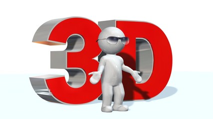 3D Text and 3D People with glasses