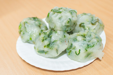 Freshly baked Guichai, chinese dumpling made from flour and vegetable