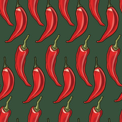 Seamless chili pepper background.