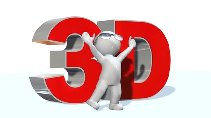 3D Text and 3D People with glasses