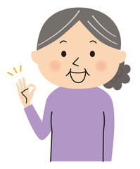 納得するシニア女性