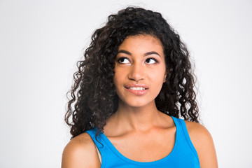 Portrait of a thoughtful woman biting her lips