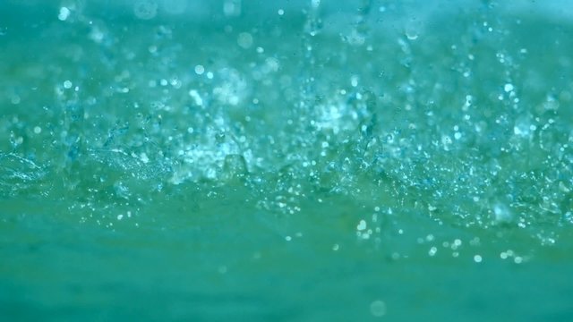 Fountain water drops in slow motion