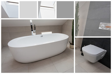 White and gray bathroom interior