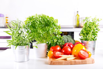 fresh vegetables in the kitchen