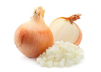 Onion slice on white