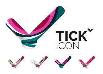 Set of abstract OK and tick icons, business logotype concepts