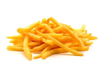potato fry on white isolated background