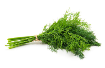 Fresh dill close up on white background