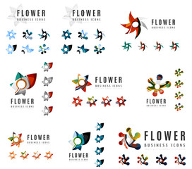 Set of company logotype branding designs, flower blooming