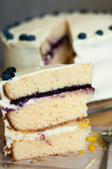homemade delicious blueberry lemon cream cheese cake
