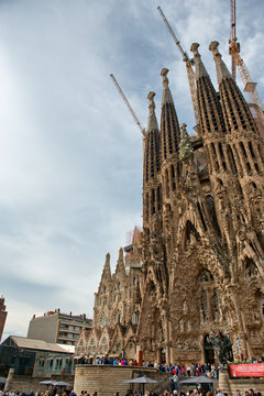 Crowds in front of Sagrada Familia Church