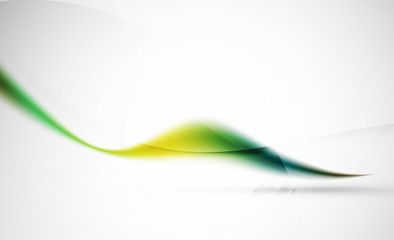 Green wave line in light space. Abstract background