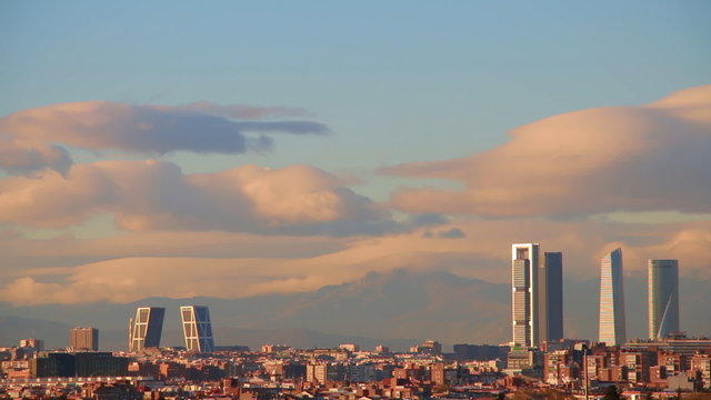 Skyscrapers In Madrid,CityscapeTimelapse