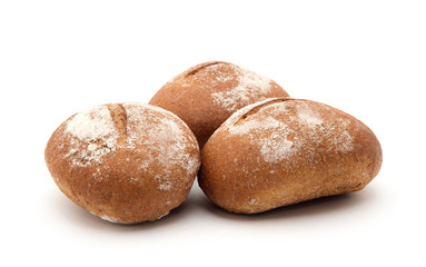 wholemeal breads rolls isolated on white background