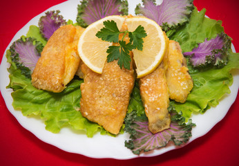Delicious spiced catfish escalope in sesame