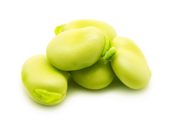broad beans on white background
