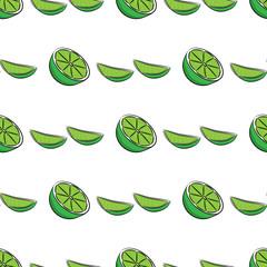 Seamless pattern with half and quartered lime