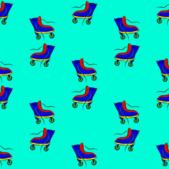 pattern with colorful retro roller skates