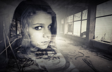 Conceptual photo with teenage girl portrait