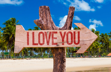 I Love You arrow with beach background