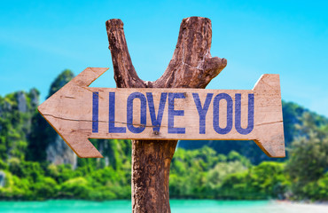 I Love You arrow with beach background