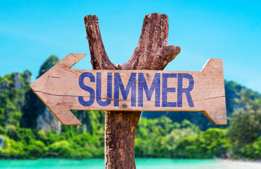 Summer arrow with beach background