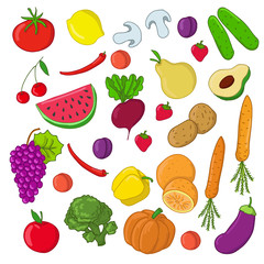 Set of fruit and vegetables