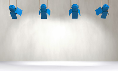 3D concrete wall wit blue spots © Spencer