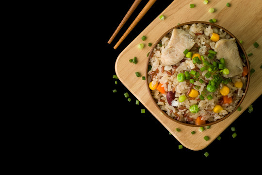 Chinese Fried Rice Background / Chinese Fried Rice / Chinese Fried Rice on Black Background