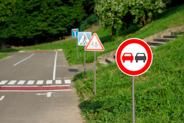 no overtaking sign on the training kids road