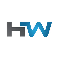 HW company linked letter logo blue