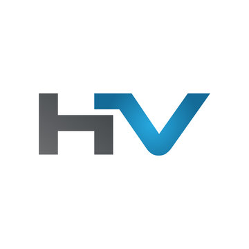 HV company linked letter logo blue