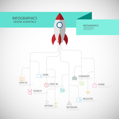 Rocket Business Infographic concept flat style . Vector Template