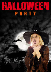 Plakat oder Poster zu Halloween für Halloweenparty mit Textfreiraum